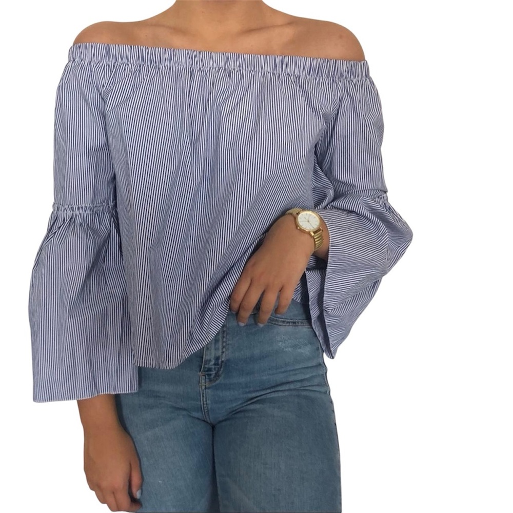 Kontrol Contemporary Striped Off The Shoulder Blouse